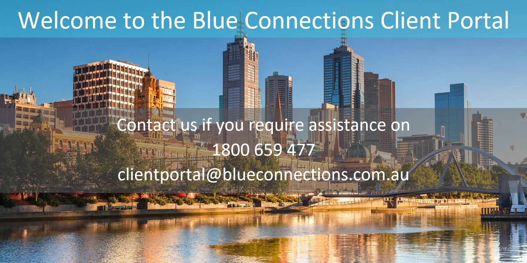 Blue Connections Client Portal banner